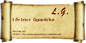 Lőrincz Gyopárka névjegykártya